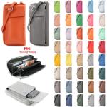 - P06 - ital. Dames schoudertas portemonnee mobiele telefoon tas leer, grafietgrijs, Small