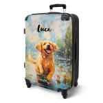 NoBoringSuitcases.com Kinderkoffer, handbagage, harde koffer met TSA-slot, jongens en meisjes, trolley, reiskoffer, draagtas, rolkoffer, klein of middelgroot, 32 Hond in Kleurrijk 