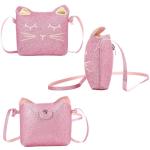 Weewooday 3 stuks kattenschoudertas, portemonnee, hoofdband voor meisjes, schattige handtassen voor meisjes, katten, handtas met mini-muntzakje en kattenhoofdband