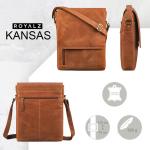 Kansas Schoudertas voor heren, vintage, leren tas, 13-14 inch, laptoptas, echt leer, middelgroot, DIN A4, messenger bag voor mannen, Texas bruin., Large