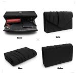Clutch Dames, Elegante Clutch Suede Leder Envelop crossbody klassieker avondtassen (Zwart)