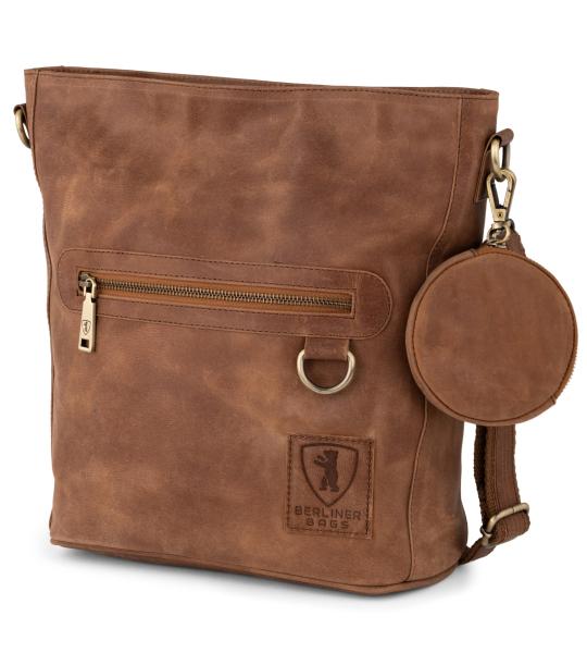 Schoudertas Siena, schoudertas van leer, handtas voor vrouwen, camel, Crossbody
