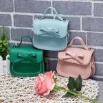 Rucksack Viele Taschen -Umhängetasche für kleine Mädchen, eine Umhängetasche, einfarbig, Bowknot, Mode, Schulter, Kinder Taschen Von Zwei Blau