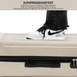 BEIBYE Koffer met harde schaal, trolley, rolkoffer, reiskoffer, veiligheid, cijferslot, dubbele wielen, ABS-materiaal, handbagage, 4 wielen, M-L-XL-set, Crème White, hardcase koff