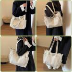 Cord Tote Bag tas dames schoudertas grote shopper tas handtas schoudertas voor werk kantoor reizen winkelen school, bruin, Large, Schoudertas