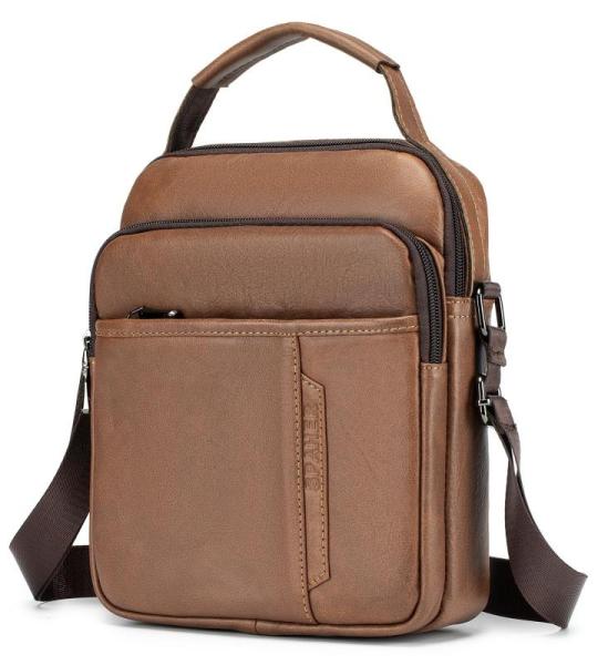 schoudertas grote handtas voor heren waterdichte tas lederen messenger bag crossbody reiswerktas schoudertas herentas om rond de schouder te hangen voor 11" iPad Bruin