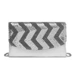 Mini Crossbody Tas Voor Vrouwen Clutch Chain Schoudertas Avondfeest Glanzende Pailletten, Zilver, Medium