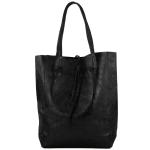 - T163 - Ital. Shopper Large met binnenvak van leer, zwart-metallic, Large
