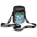 Schoudertas Cross-Body Bag voor Kinderen - Verstelbare Riem Kids Pikachu Kleine Reistas - Gamer Gifts, Zwarte Bulbasaur, Eén maat