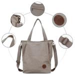 Shoppertas voor dames, schoudertas met ritssluiting, grote handtas, schoudertas voor werk, kantoor, reizen, winkelen, school en dagelijks gebruik, beige-grijs.