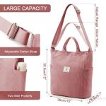 Dameshandtas, canvas shopper, schoudertas, casual, groot, voor school, werk, dagelijks gebruik, winkelen, roze-2, 15x6x16 Zoll