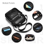 Grote Heren Lederen Handtas Schoudertas IPAD Zakelijke tas Cross Body Casual Sling Organizer Reistas met verstelbare schouderriem Zwart (Zwart 010)