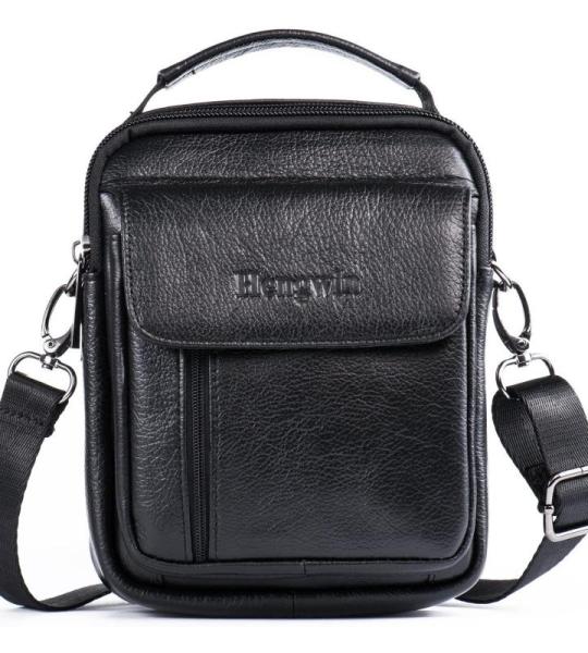 hengwin Lederen schoudertas voor heren, kleine schoudertas voor mannen, zakelijke tas, messenger bag, polstas, mobiele telefoon, riemtas, reistas met riem lus