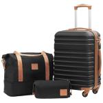 COOLIFE Koffer trolley koffer reiskoffer van ABS hard shell trolley 4 wielen TSA-slot de koffer bevat 1 reistas en 1 toilettas, zwart/bruin, vrije tijd, dames, reizen
