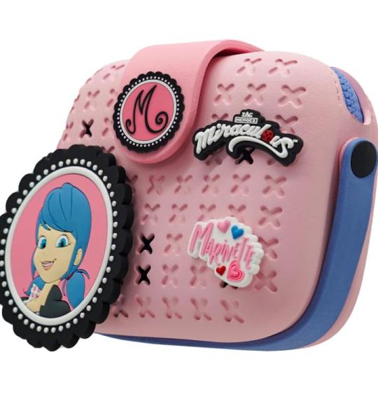 Lieveheersbeestje - Pop n' Swop Marinette roze portemonnee voor meisjes en vrouwen, met 3 clip-on badges, handvat en rits, lichtgewicht duurzame waterdichte handtas (Wyncor), roze
