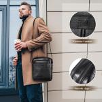 Leren schoudertas voor heren, vintage schoudertas, crossbody bag, messenger bags voor heren, zwart, A-zwart