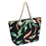 Grote waterafstotende strandtas met rits 58 x 38 x 18 cm veren