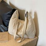 LEEINTO 2024 Schoudertas Gewatteerde Nylon Onderarm Tas Voor Meisjes Vrouwen Effen Oksel Tas Grote Capaciteit Handtas, Kaki