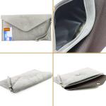 T106 Italiaanse clutch/avondtas van suède, rood, Small
