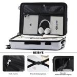 BEIBYE Harde koffer, trolleykoffer, rolkoffer, reiskoffer, handbagage, 4 wielen, M/L/XL, zilver
