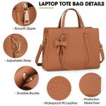 Handtas voor dames, shopper, grote zwarte tas voor dames, laptoptas, 15,6 inch, PU-leer, schoudertas, werktas voor zakelijk, werk, school, bruin, Hedendaags