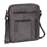 'Dallas' Kleine Leren Schoudertas Heren Boodschappentas Crossbody Messenger Bag Vintage, Kleur:Navy Grijs