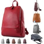 - T138 - Italiaanse damesrugzak van leer, taupe, M