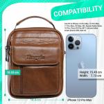 hengwin Lederen schoudertas voor heren, kleine schoudertas voor mannen, zakelijke tas, messenger bag, polstas, mobiele telefoon, riemtas, reistas met riem lus