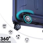 BEIBYE Koffer met harde schaal, trolley, rolkoffer, reiskoffer, veiligheid, cijferslot, dubbele wielen, ABS-materiaal, handbagage, 4 wielen, M-L-XL-set, donkerblauw, hardshell trol