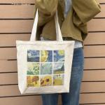 Draagtas, Dames, Boodschappentas, Schoudertas Stoffen Tas, Katoenen Tas, Jute Tas, Met Vintage Print, Canvas Tote Bag om te winkelen School