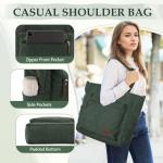 Corduroy draagtas, grote schoudertas voor dames, lichtgewicht casual crossbody handtas met rits voor werk, reizen, winkelen, Groen