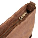Vintage schoudertas Sofia, schoudertas van leer met 2 riemen, handtas voor dames, camel