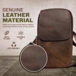hengwin Multifunctionele echt lederen tas met dubbele ritssluiting, vintage look, schoudertas, mobiele telefoon, riemtas, telefoonholster voor reizen, outdoor-activiteiten