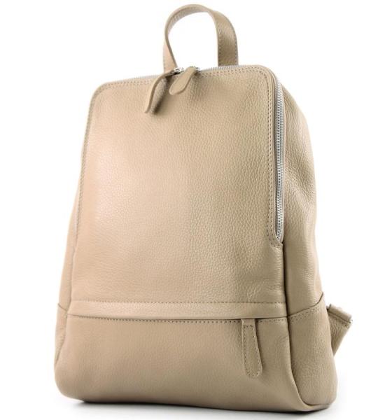 Modamoda.de T138 Italiaanse damesrugzak van leer, grijsbeige, Medium