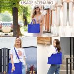 Canvas dode tas, grote schoudertas, hobo-tas, crossbody tas, reistas, handtas, alles met brede riem, blauw, Large