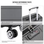 Kono Reiskoffer, trolley met harde schaal, handbagage, dubbele wielen, lichtgewicht, ABS-kunststof, met cijferslot, 55 cm, grijs