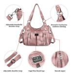 Angelkiss grote portemonnees en handtassen voor vrouwen gewassen kunstleer crossbody hobo tas schouder handtas draagtas, G-paars, X-Large