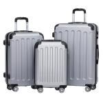 BEIBYE Harde koffer, trolleykoffer, rolkoffer, reiskoffer, handbagage, 4 wielen, M/L/XL, zilver