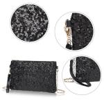 Dames fashion pailletten tas mini clutch kleine dames kettingtas schoudertas voor bruiloften, dates en verschillende gelegenheden, zwart