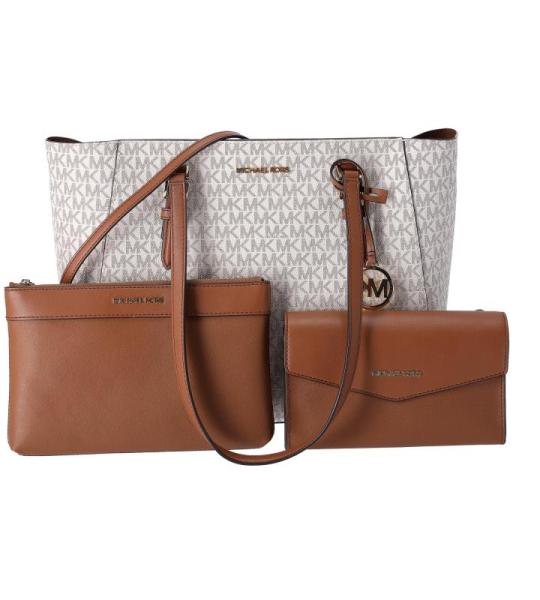 Charlotte Grote 3-in-1 Tote Crossbody Handtas Leer, Vanille, Large