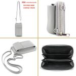 - P06 - ital. Dames schoudertas portemonnee mobiele telefoon tas leer, grafietgrijs, Small