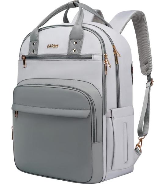 Laptop Rugzak Vrouwen Leraar Rugzak Verpleegster Tiener, 17.3 Inch Vrouwen Werk Rugzak Waterdichte Anti-diefstal reis back pack met USB-poort Grijs-wit