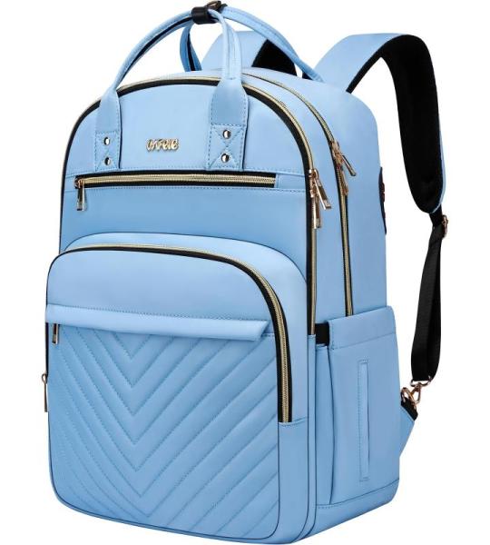 Laptop Rugzak voor Vrouwen Mannen, Waterbestendige Reis Werk Purse Stijlvolle College Business Teacher Verpleegkundige Computer Bag, Past 17.3" Laptop, Lichtblauw