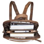 'Olivia' City Rugzak Dames Lederen Dagrugzak kleine lederen rugzak handtas om uit te gaan voor 9,7 inch iPads en 10,1 inch tabletten echt leder, Kleur:calais - bruin