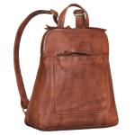 'Cathy' Rugzak Dames Casual Leer Rugzaktas Klein Damesrugzak Daypack Vintage Dagrugzak Echt Leren, Kleur:brandy - cognac