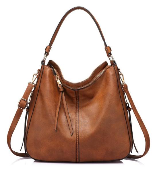 handtas dames, Bruin-gouden ritssluiting, Large, Modieus