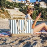 Grote strandtas voor dames, schoudertas, handtas, badtas, XXL, familie, waterdichte zwemtas, draagtas, strandtas met ritssluiting, vakantieaccessoires, donkergrijs, XX-Large, Utili