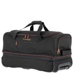 Travelite Basics Rolkoffer met 2 wielen, maat S met stretchplooi, zachte reistas met wielen met extra veel volume, zwart/blauw, 55 cm
