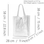 Modamoda T163 Shopper, tas, van leer, groot, met binnenvak, zwart. 2021, Large