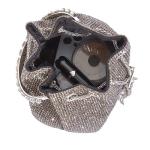 Damestas, strass, elegante handtas, clutch, tas, glitter, avondtas, emmertas, portemonnee, strasssteentjes, schoudertas, tas voor bruiloft, feest, vrije tijd, zilver, Large